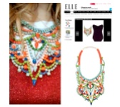 Stylist and beauty editor Amelia is wearing our hand-painted in pastel and neon Carnival necklace as featured in French Elle