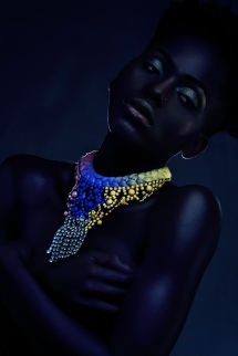 Adorn editorial for Bold Africa, featuring vibrant braided statement necklace by Jolita Jewellery