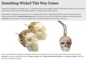 White skull stud earrings set in 14k gold featured among other Halloween accesories