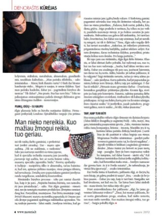 Moteris magazine - Algis interview January 2012