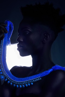 Adorn editorial for Bold Africa, featuring braided Santorini statement necklace by Jolita Jewellery