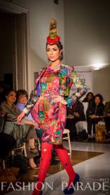Fashion Parade event, supporting Save The Children charity. A catwalk with Nomi Ansari design and luxury Cairo necklace by Jolita Jewellery.