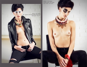 Nostalgia editorial published in November issue of Switch Magazine. The picture on left: the model is in Madrid Luxe necklace by Jolita Jewellery. The picture on the right - the model is in Malaga and Paris necklace worn together, skull earrings and a braided cuff with a silk flower all by Jolita Jewellery
