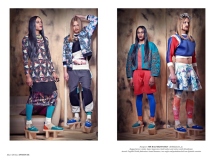 From Heart Of Glass editorial, published in Institute Magazine March 2014 - in Jolita Jewellery: RIGHT IMAGE: Christ (skirt) in Ida necklace, Julius (turquoise jacket) in Brussels necklace. LEFT IMAGE: Chris on the right in St.Tropez necklace, Julius (dress) in Turin and Paris statement necklaces