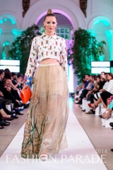 Fashion Parade 2014 - in hand-painted Madrid statement earrings by Jolita Jewellery, Zara Shahjahan clothes