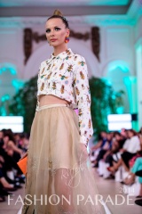 Fashion Parade 2014 - in hand-painted Madrid statement earrings by Jolita Jewellery, Zara Shahjahan clothes